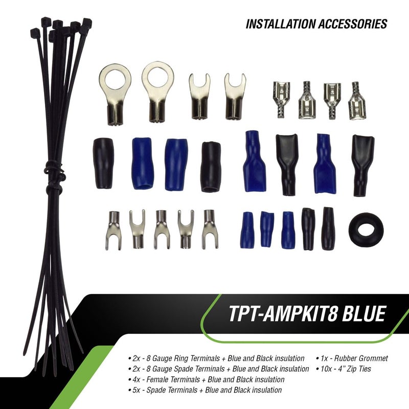 TIMPANO Amplifier Wiring Kit - 8 Gauge Amp Kit 1000 Watts Car Amplifier Installation CCA Cables Kit – 60 Amp Fuse Single Amp TPT-AMPKIT8 Blue - Image 5